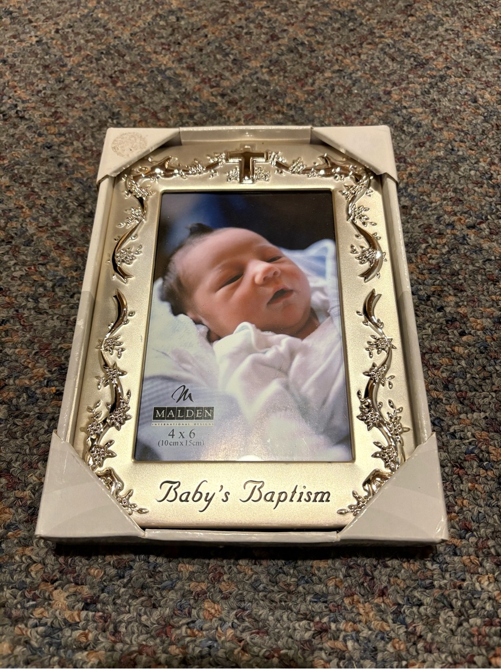 New Malden Silver Ornate Baby Baptism Frame